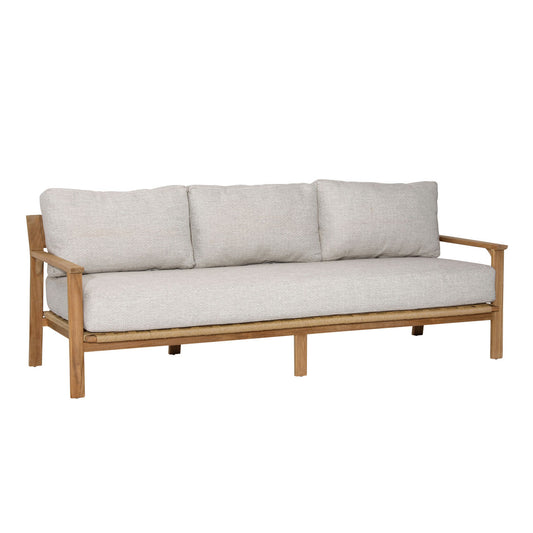 Fairfax Taupe and Natural Teak 100% Olefin and Teak Wood Sofa 82.5 in Wide