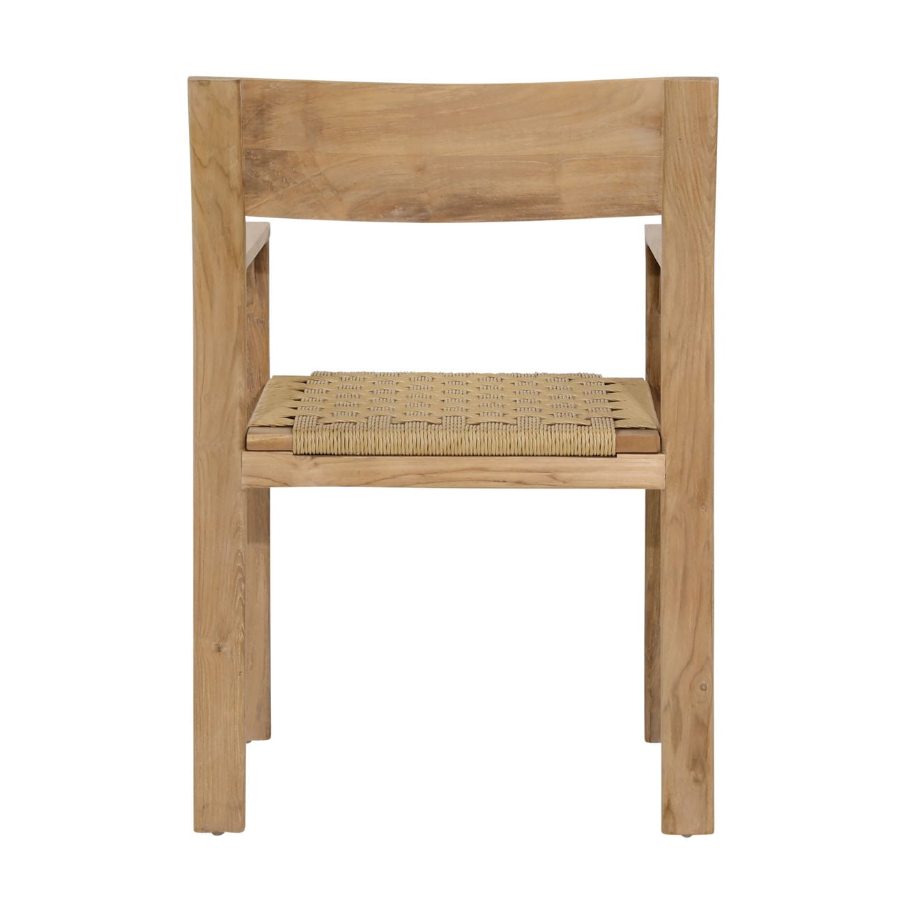 Natural Teak Wood and Synthetic Wicker Chair 23 in Wide