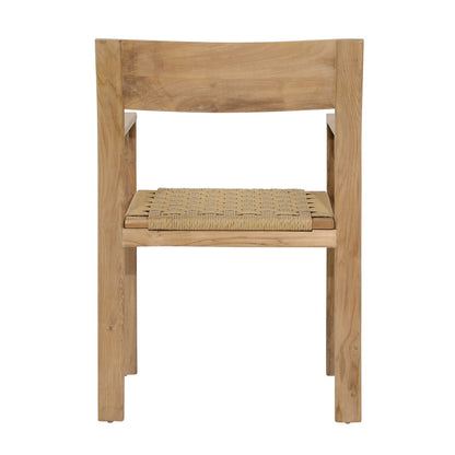 Natural Teak Wood and Synthetic Wicker Chair 23 in Wide