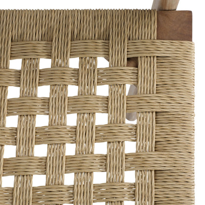 Natural Teak Wood and Synthetic Wicker Chair 23 in Wide