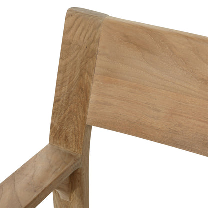 Natural Teak Wood and Synthetic Wicker Chair 23 in Wide