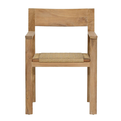 Natural Teak Wood and Synthetic Wicker Chair 23 in Wide