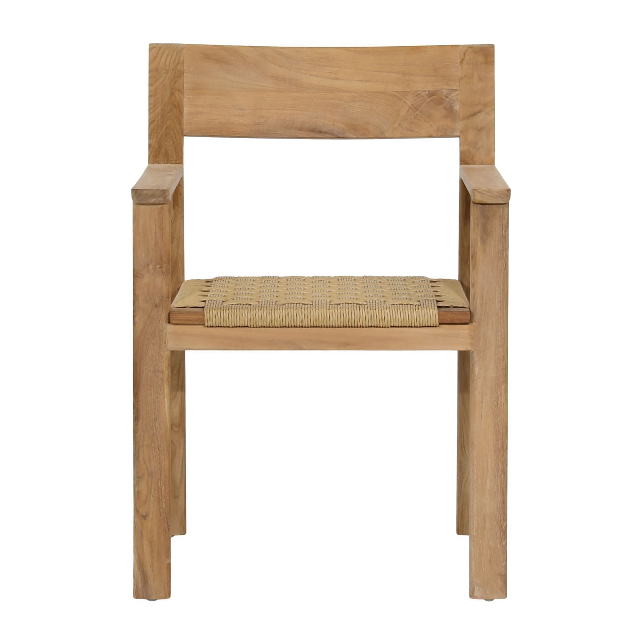 Natural Teak Wood and Synthetic Wicker Chair 23 in Wide