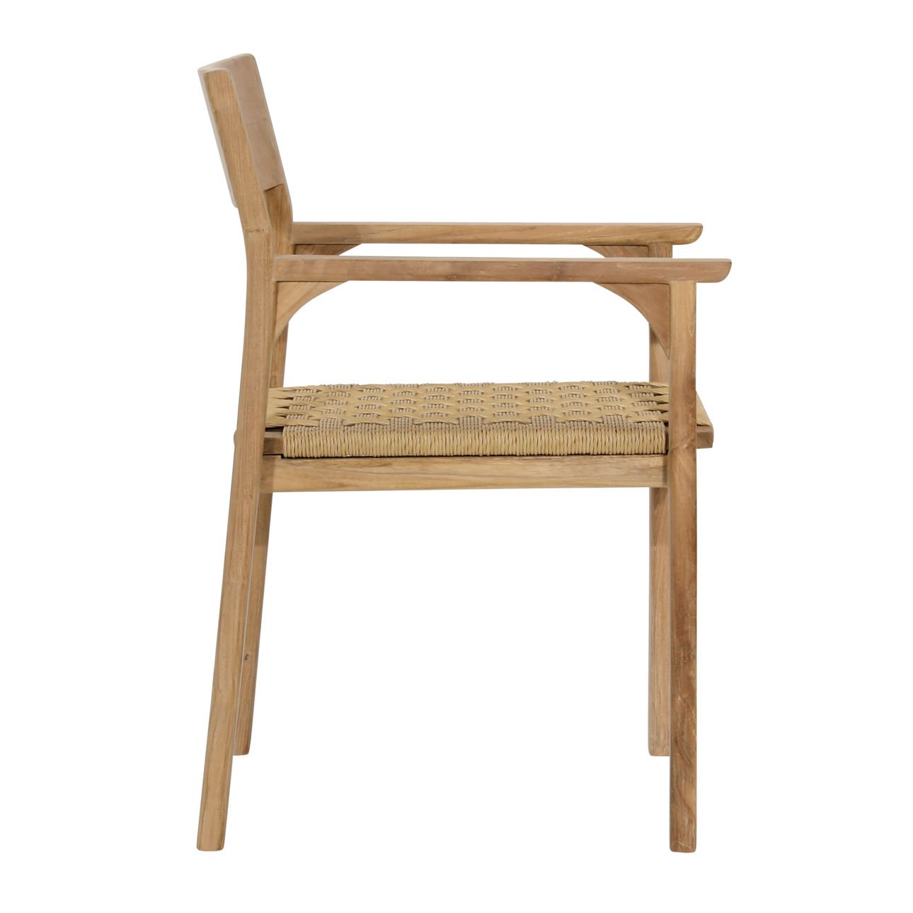 Natural Teak Wood and Synthetic Wicker Chair 23 in Wide