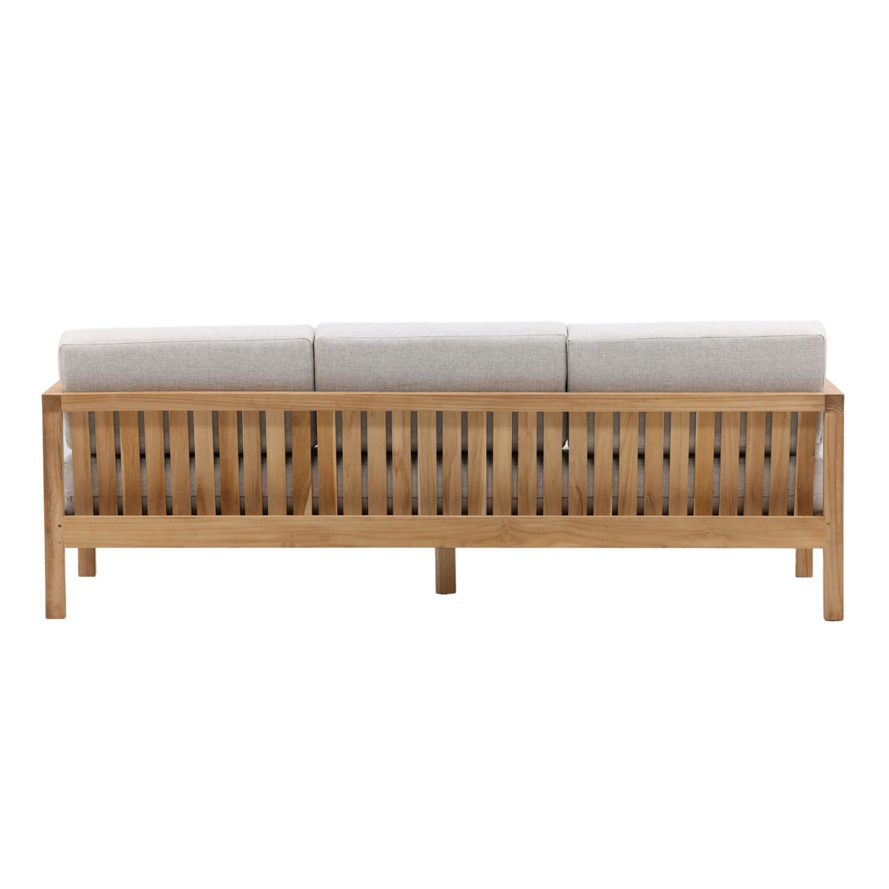 Light Grey and Natural Teak Solution-Dyed Acrylic Upholstery and Teak Wood Frame Sofa 82.5 in Wide