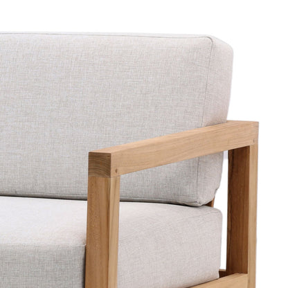 Light Grey and Natural Teak Solution-Dyed Acrylic Upholstery and Teak Wood Frame Sofa 82.5 in Wide