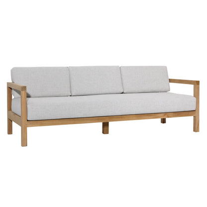 Light Grey and Natural Teak Solution-Dyed Acrylic Upholstery and Teak Wood Frame Sofa 82.5 in Wide