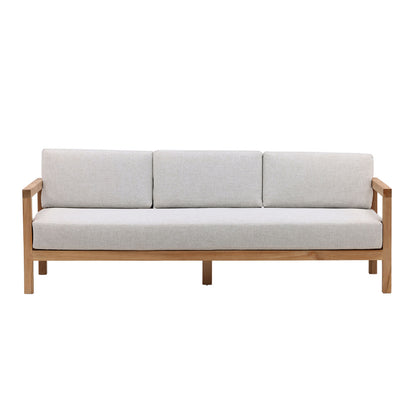 Light Grey and Natural Teak Solution-Dyed Acrylic Upholstery and Teak Wood Frame Sofa 82.5 in Wide