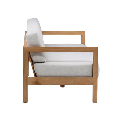 Light Grey and Natural Teak Solution-Dyed Acrylic Upholstery and Teak Wood Frame Sofa 82.5 in Wide