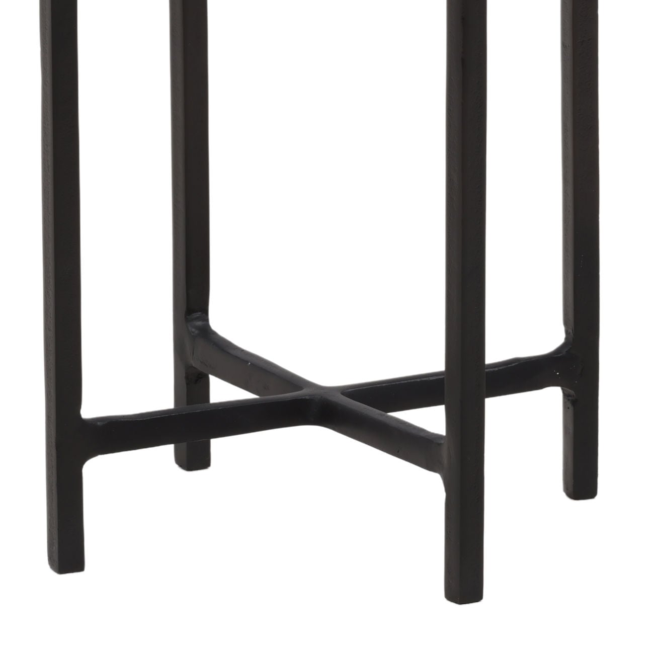 Black Aluminum and Glass Table 12.5 in Wide