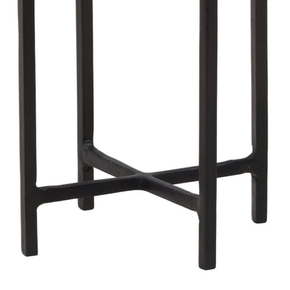 Black Aluminum and Glass Table 12.5 in Wide