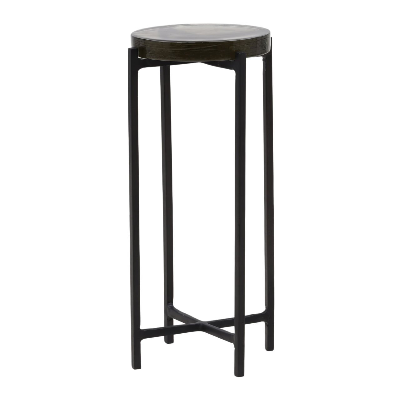 Black Aluminum and Glass Table 12.5 in Wide