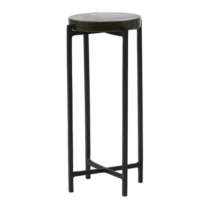 Black Aluminum and Glass Table 12.5 in Wide