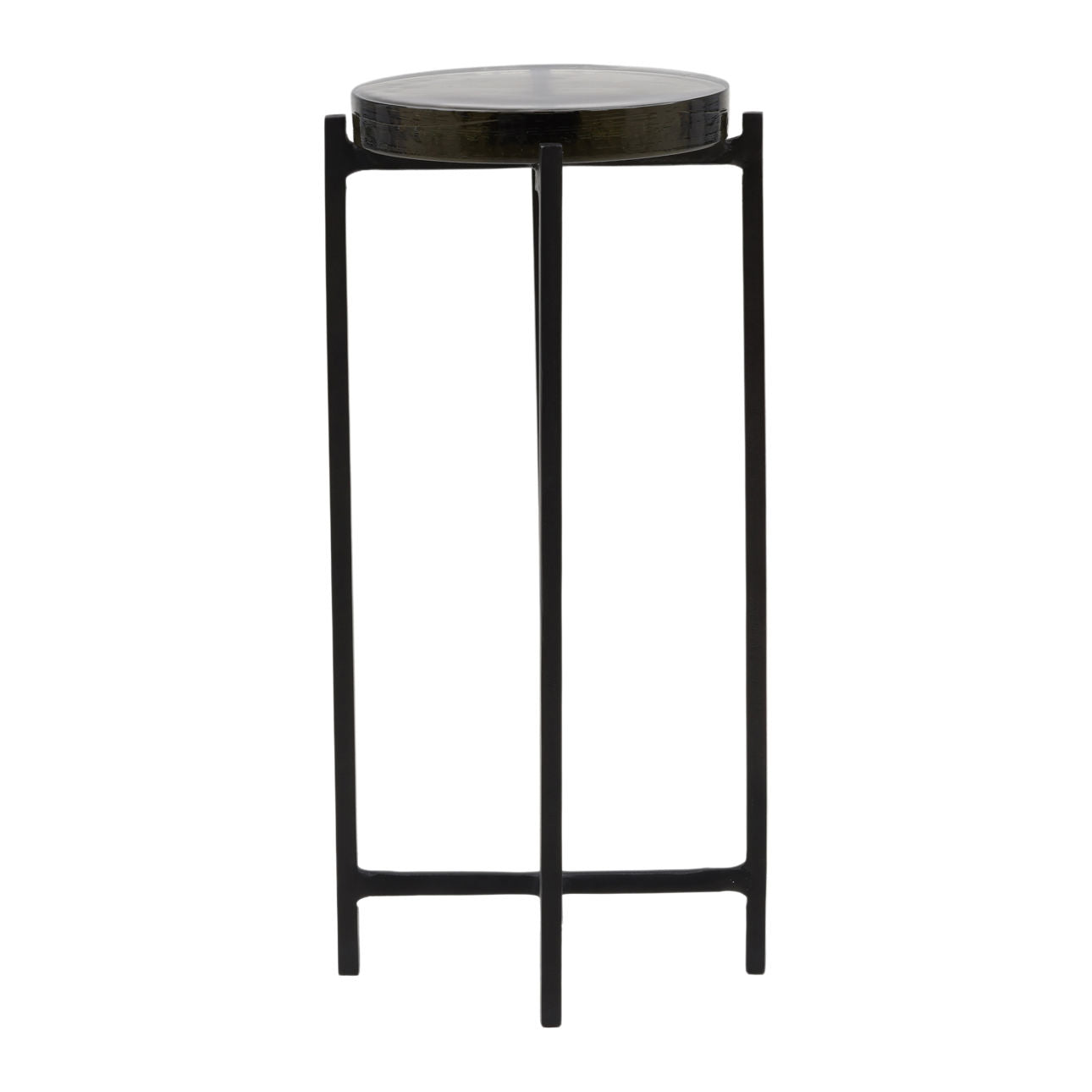 Black Aluminum and Glass Table 12.5 in Wide