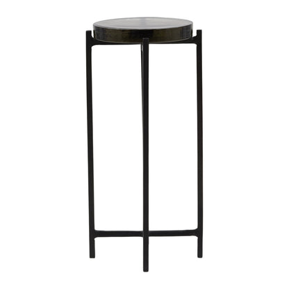 Black Aluminum and Glass Table 12.5 in Wide