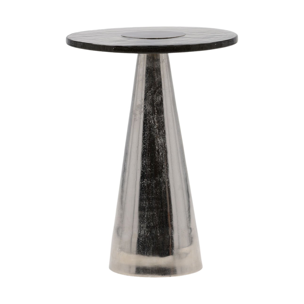 Silver Aluminum and Glass Table 14 in Wide