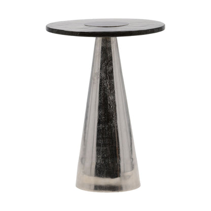 Silver Aluminum and Glass Table 14 in Wide
