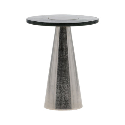 Silver Aluminum and Glass Table 14 in Wide