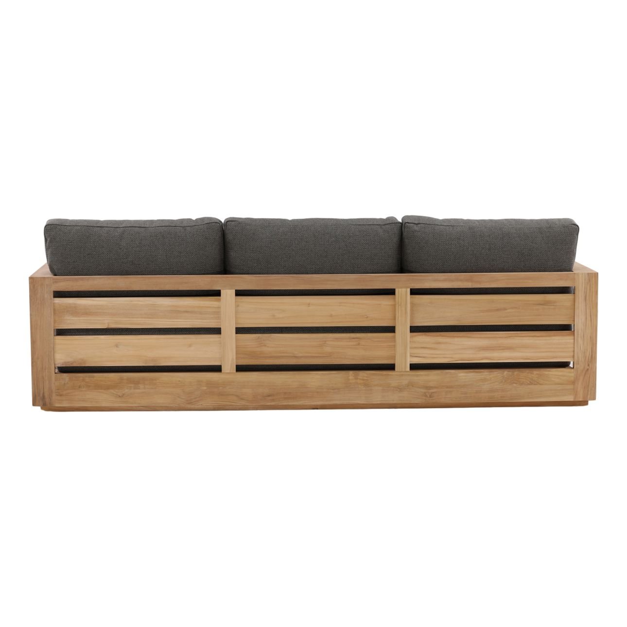 Charcoal and Natural Teak Solution-Dyed Acrylic Upholstery and Teak Wood Sofa 94.5 in Wide