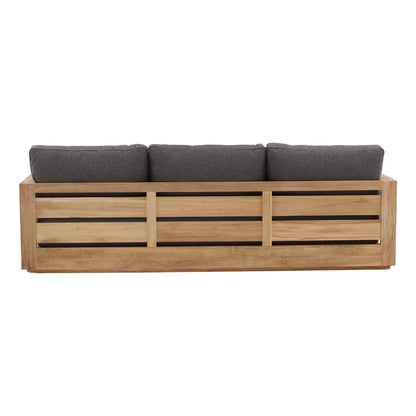Charcoal and Natural Teak Solution-Dyed Acrylic Upholstery and Teak Wood Sofa 94.5 in Wide