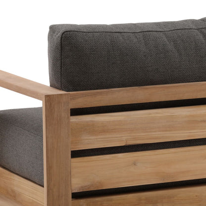 Charcoal and Natural Teak Solution-Dyed Acrylic Upholstery and Teak Wood Sofa 94.5 in Wide