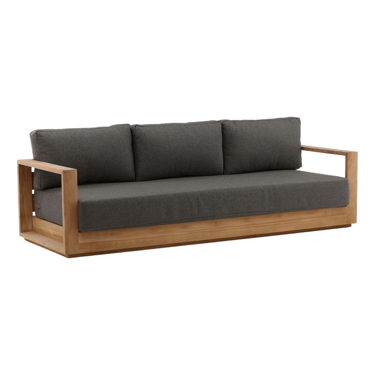 Charcoal and Natural Teak Solution-Dyed Acrylic Upholstery and Teak Wood Sofa 94.5 in Wide