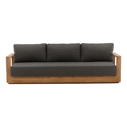 Charcoal and Natural Teak Solution-Dyed Acrylic Upholstery and Teak Wood Sofa 94.5 in Wide