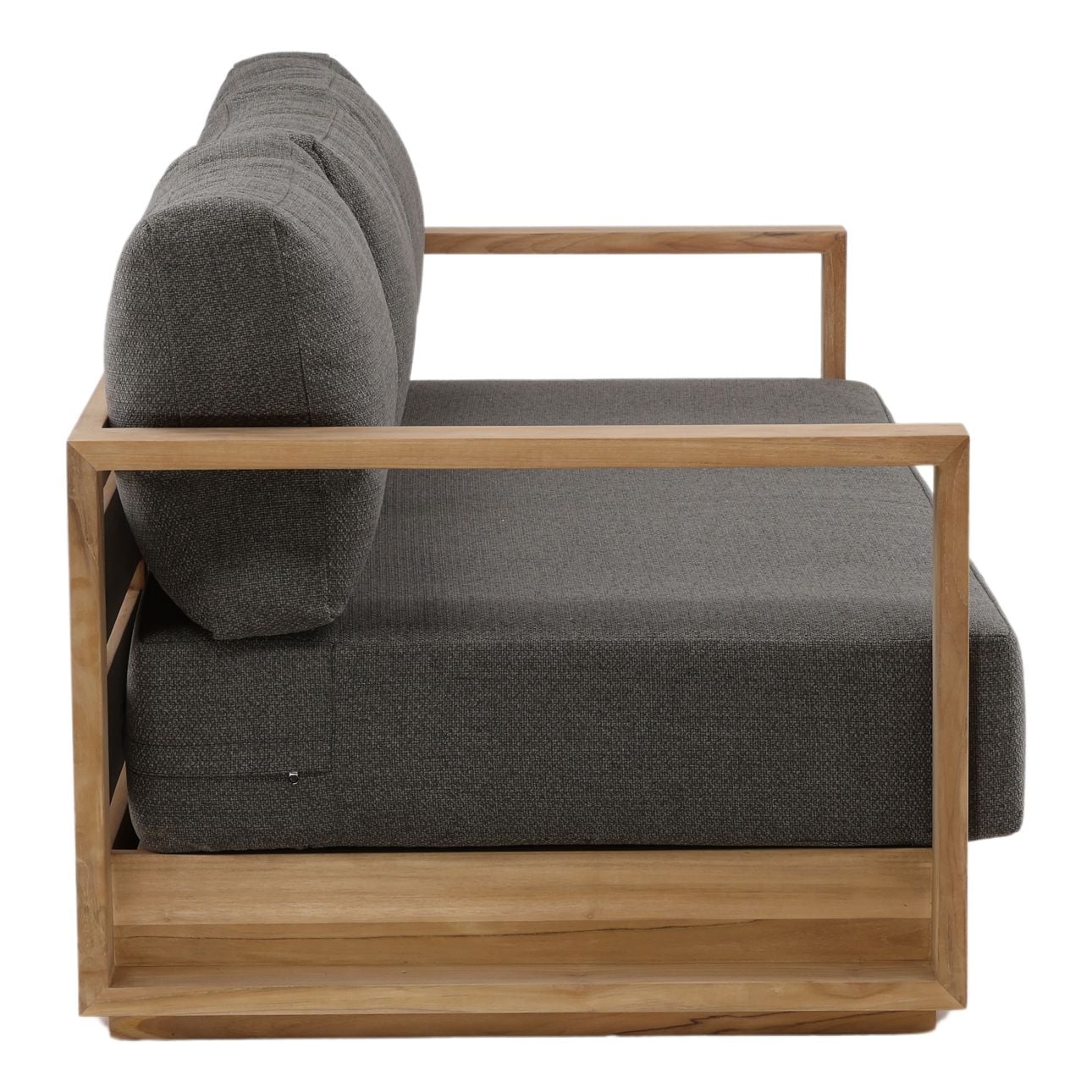Charcoal and Natural Teak Solution-Dyed Acrylic Upholstery and Teak Wood Sofa 94.5 in Wide