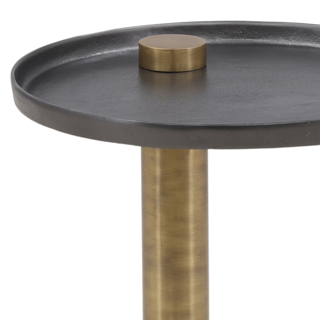 Black and Gold Cast Aluminum, Iron and Marble Table 19.5 in Wide