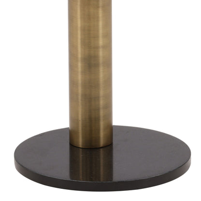Black and Gold Cast Aluminum, Iron and Marble Table 19.5 in Wide