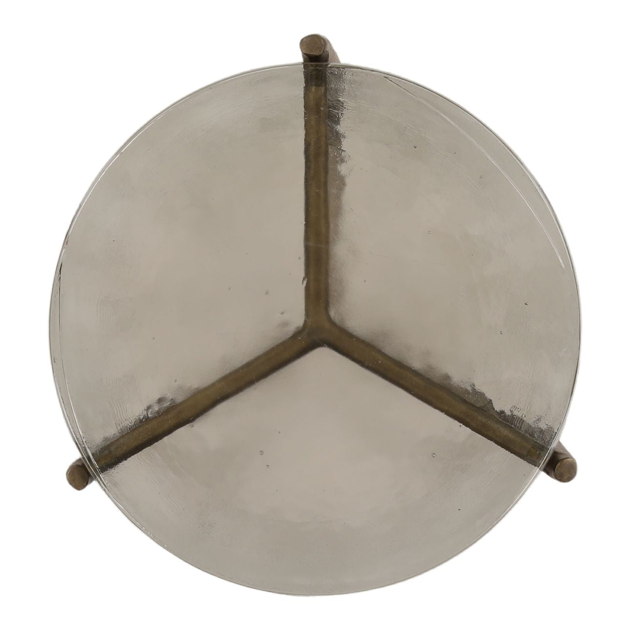 Antique Brass Glass and Aluminum Table 14.5 in Wide