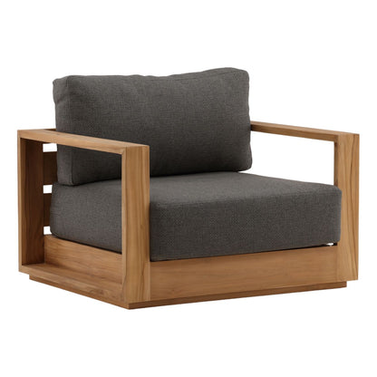 Charcoal and Natural Teak Solution-Dyed Acrylic Upholstery and Teak Wood Frame Sofa 39.5 in Wide