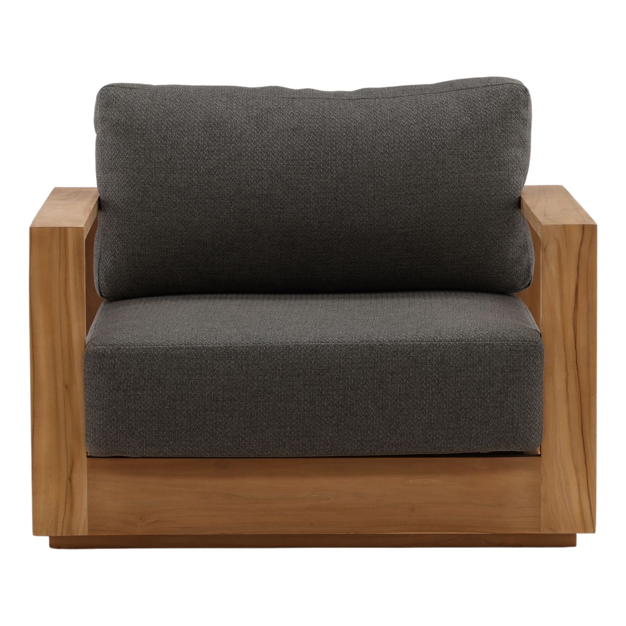 Charcoal and Natural Teak Solution-Dyed Acrylic Upholstery and Teak Wood Frame Sofa 39.5 in Wide