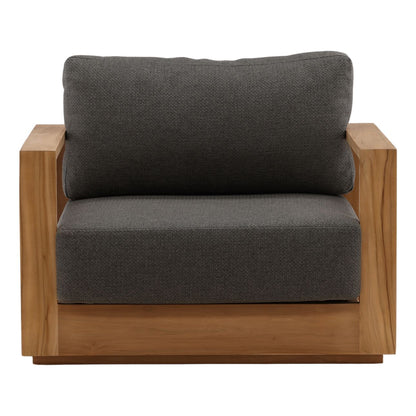 Charcoal and Natural Teak Solution-Dyed Acrylic Upholstery and Teak Wood Frame Sofa 39.5 in Wide