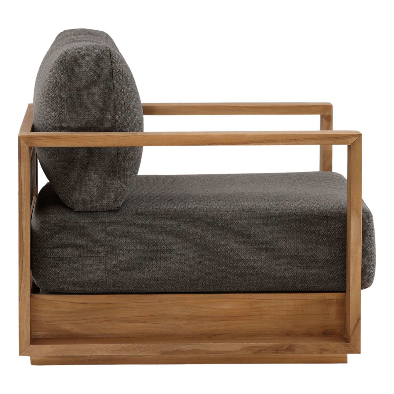 Charcoal and Natural Teak Solution-Dyed Acrylic Upholstery and Teak Wood Frame Sofa 39.5 in Wide