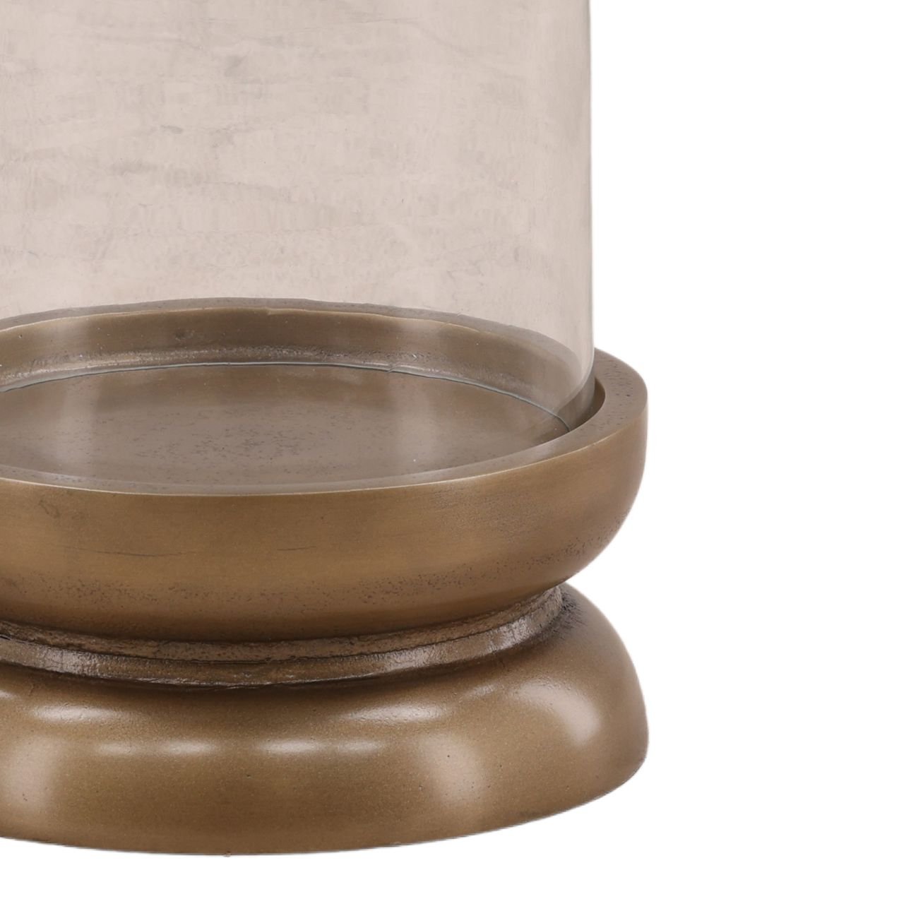 Antique Brass Aluminum and Glass Holder 9.5 in Wide