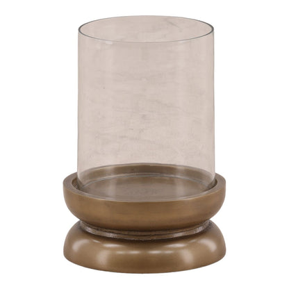 Antique Brass Aluminum and Glass Holder 9.5 in Wide