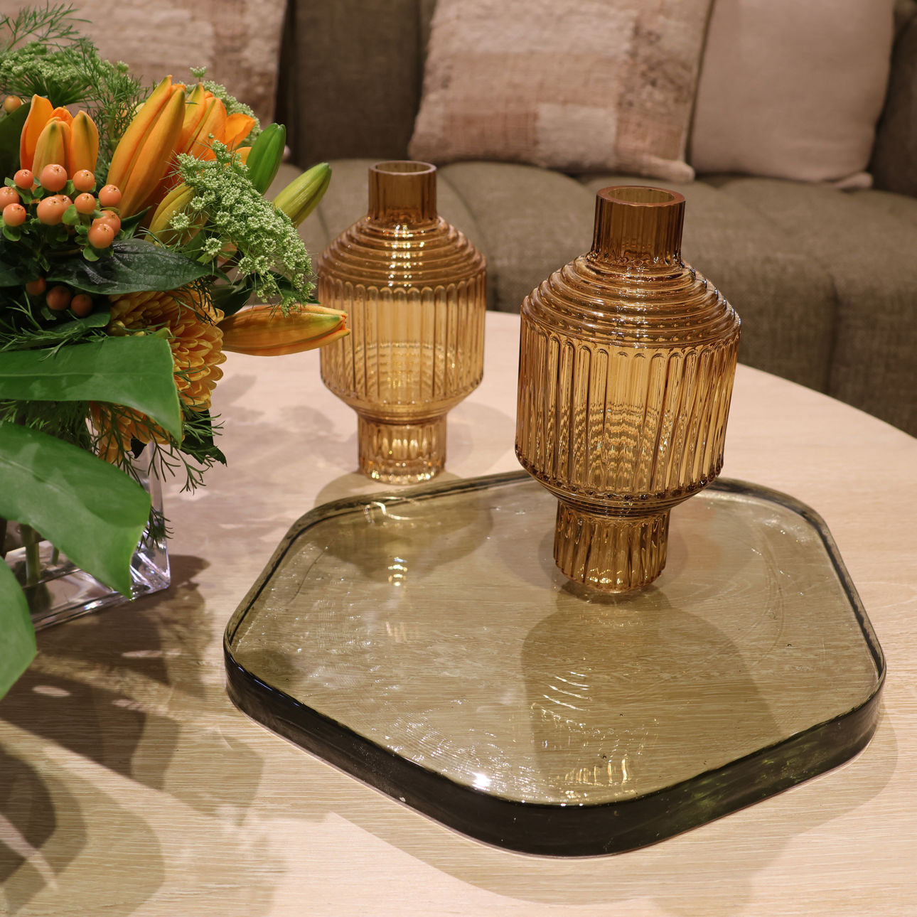 Clear Glass Tray 16 in Wide