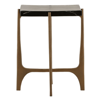 Antique Brass Glass and Aluminum Table 17 in Wide