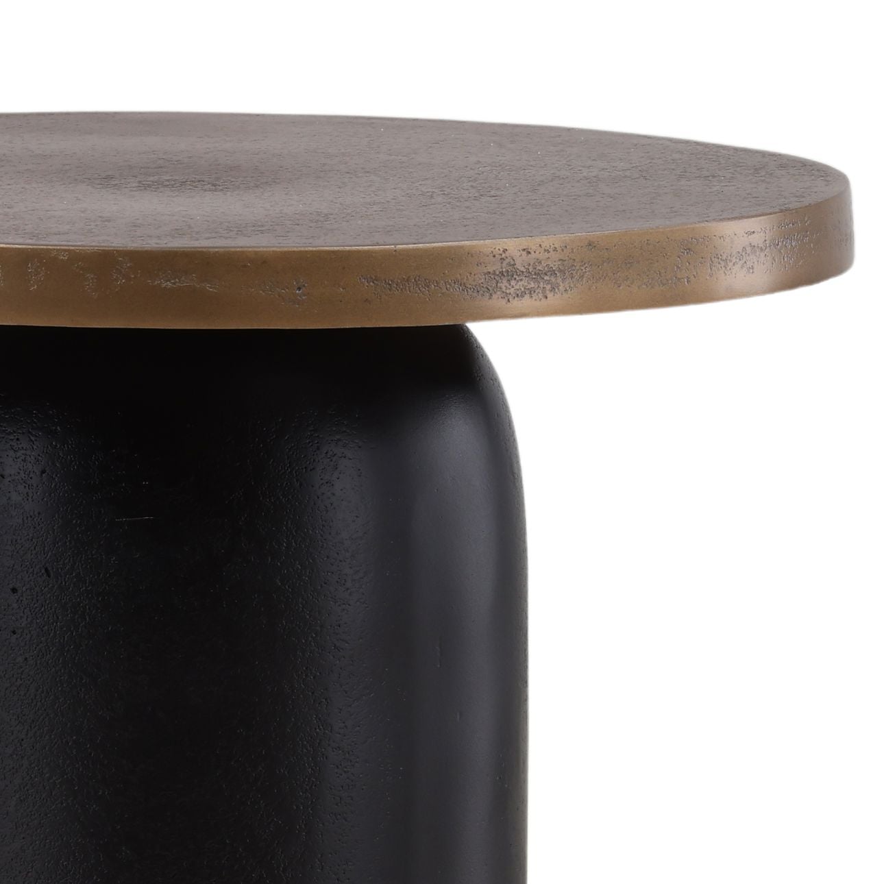 Antique Brass and Black Aluminum Table 15 in Wide