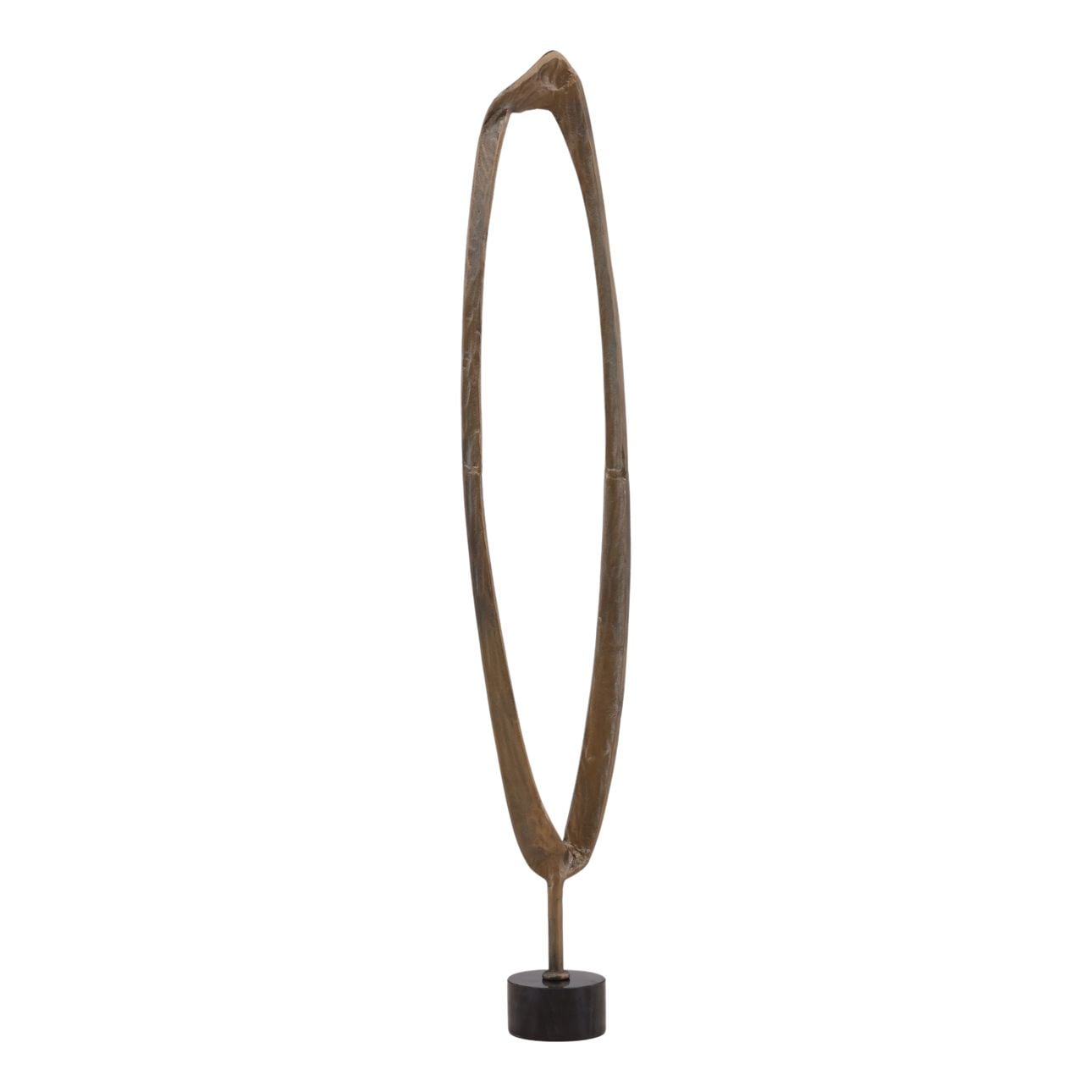 Black Marble and Antique Brass Marble and Aluminum Sculpture 10.5 in Wide