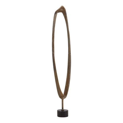 Black Marble and Antique Brass Marble and Aluminum Sculpture 10.5 in Wide