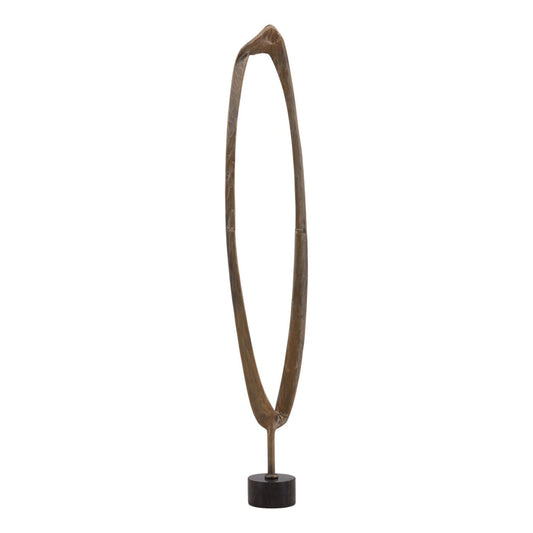 Black Marble and Antique Brass Marble and Aluminum Sculpture 10.5 in Wide