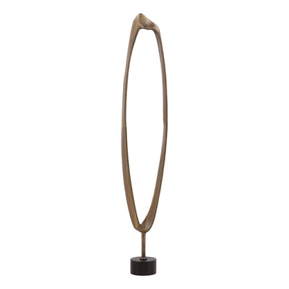 Black Marble and Antique Brass Marble and Aluminum Sculpture 10.5 in Wide