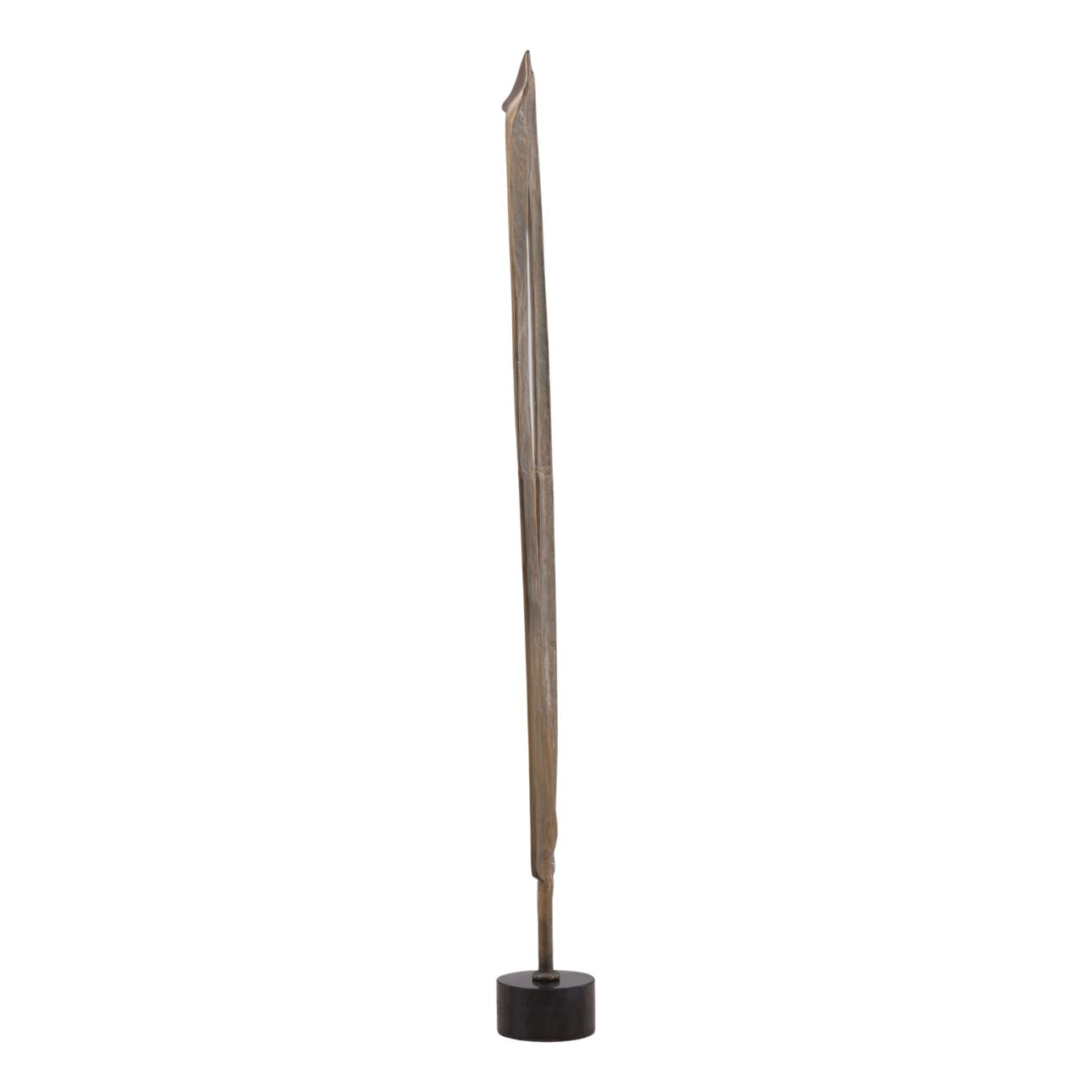 Black Marble and Antique Brass Marble and Aluminum Sculpture 10.5 in Wide