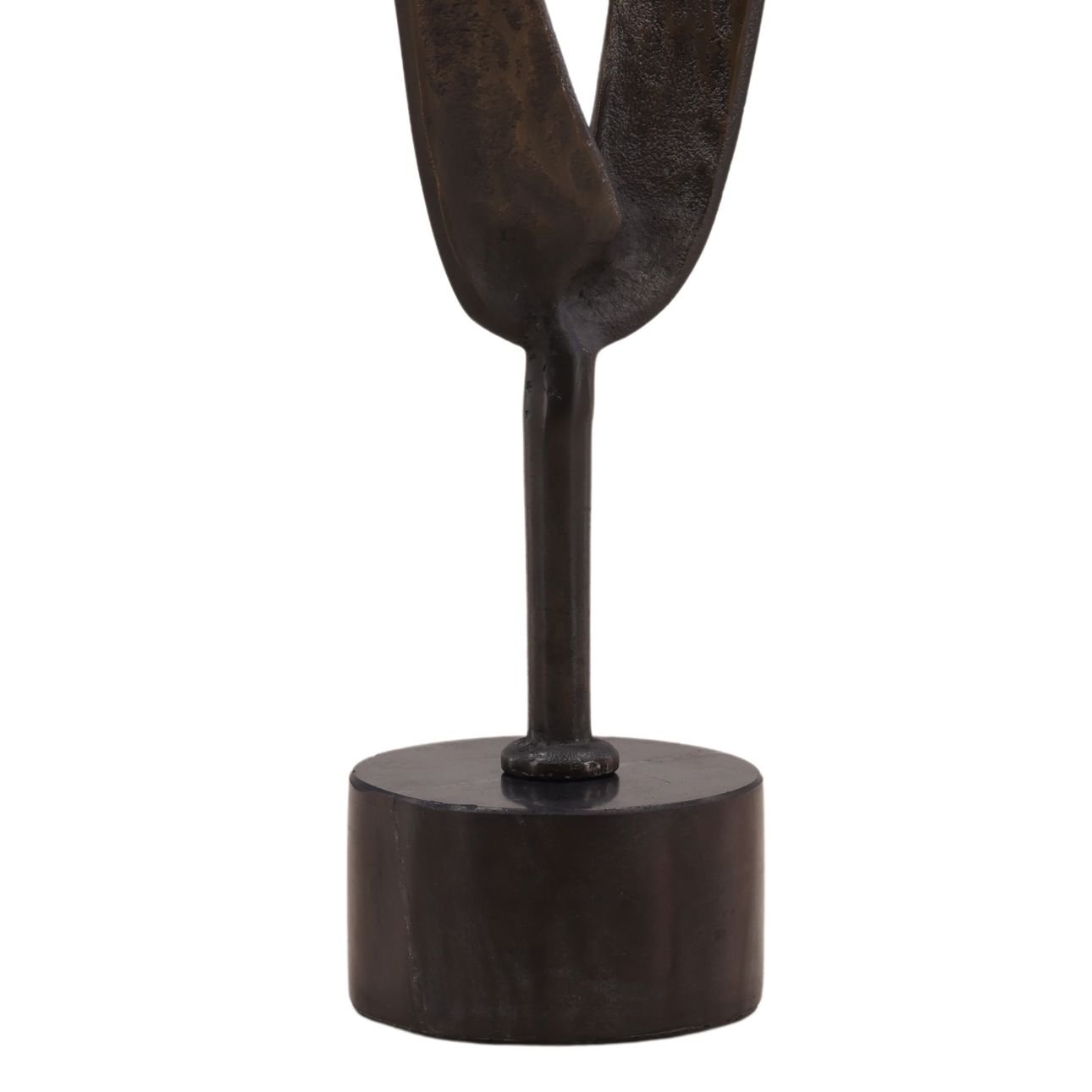 Black Marble and Antique Brass Marble and Aluminum Sculpture 10.5 in Wide
