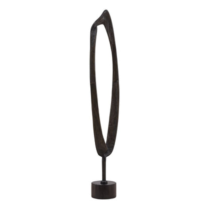 Black Marble and Antique Brass Marble and Aluminum Sculpture 10.5 in Wide