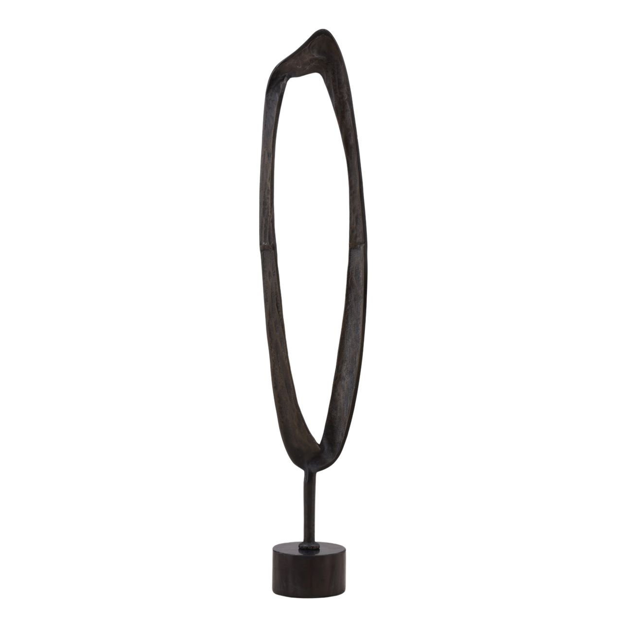 Black Marble and Antique Brass Marble and Aluminum Sculpture 10.5 in Wide