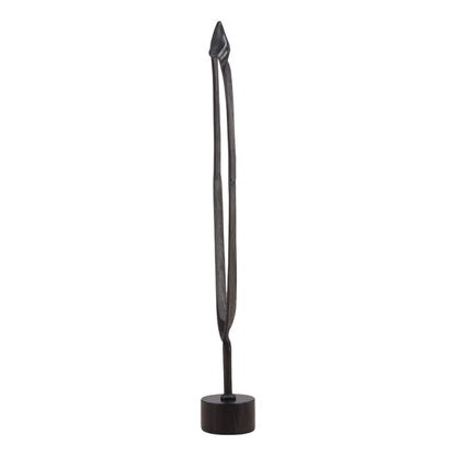 Black Marble and Antique Brass Marble and Aluminum Sculpture 10.5 in Wide