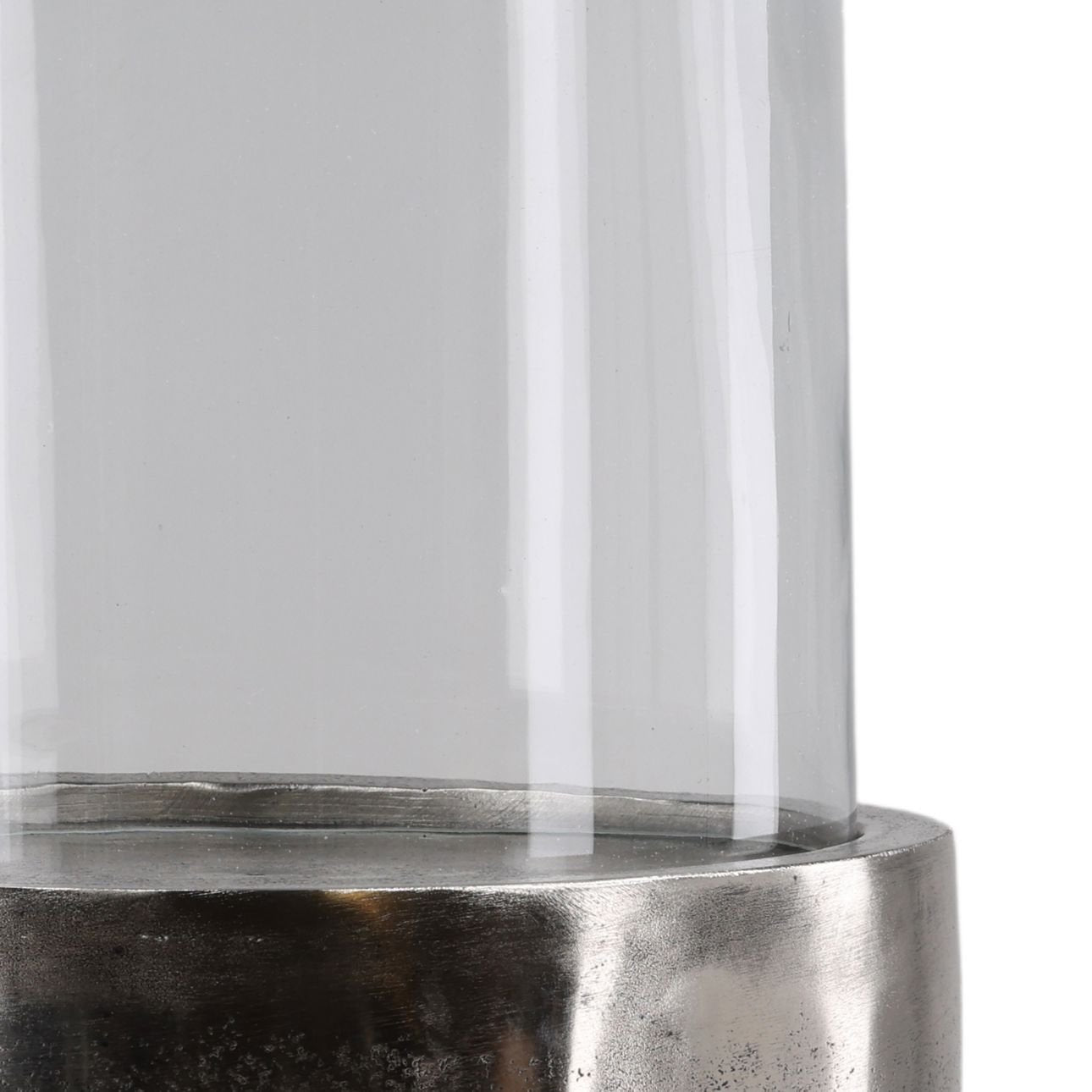 Antique Nickel Glass and Aluminum Holder 12 in Wide
